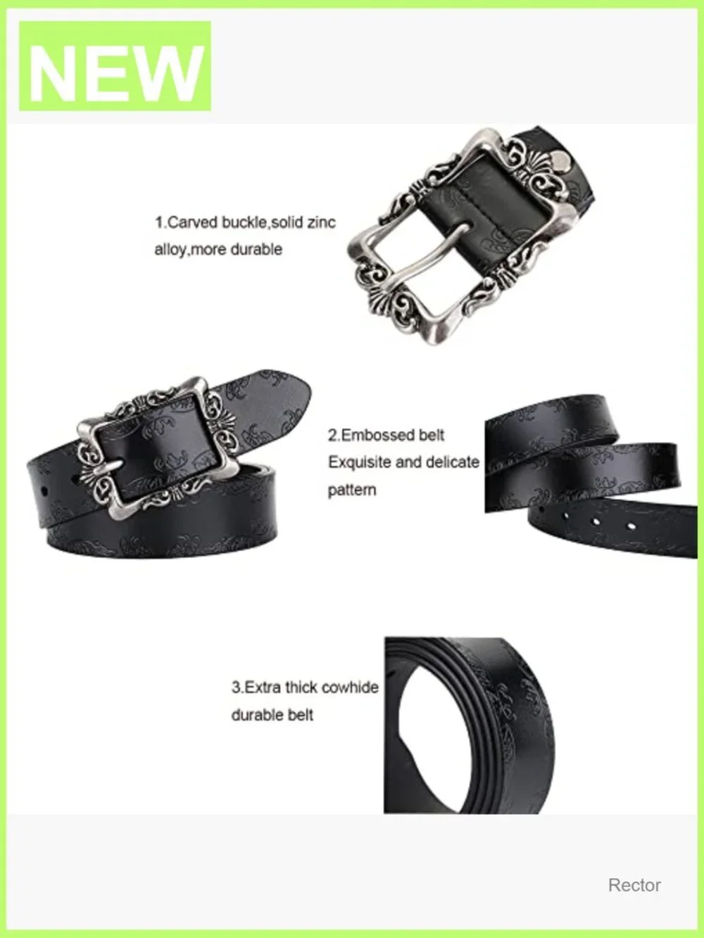 Classic Vintage Leather Belt - Adjustable Buckle for Women